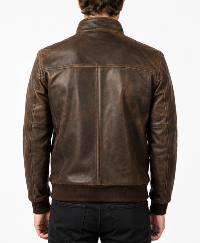Mens Brown Distressed Motorcycle Leather Jacket