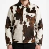 Mens Classic Chest Pocket Cowhide Leather Jacket for sale