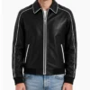 Mens Cooper Black Varsity Leather Jacket
