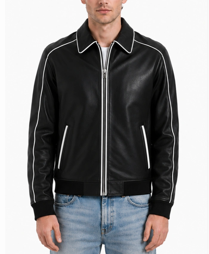 Mens Cooper Black Varsity Leather Jacket