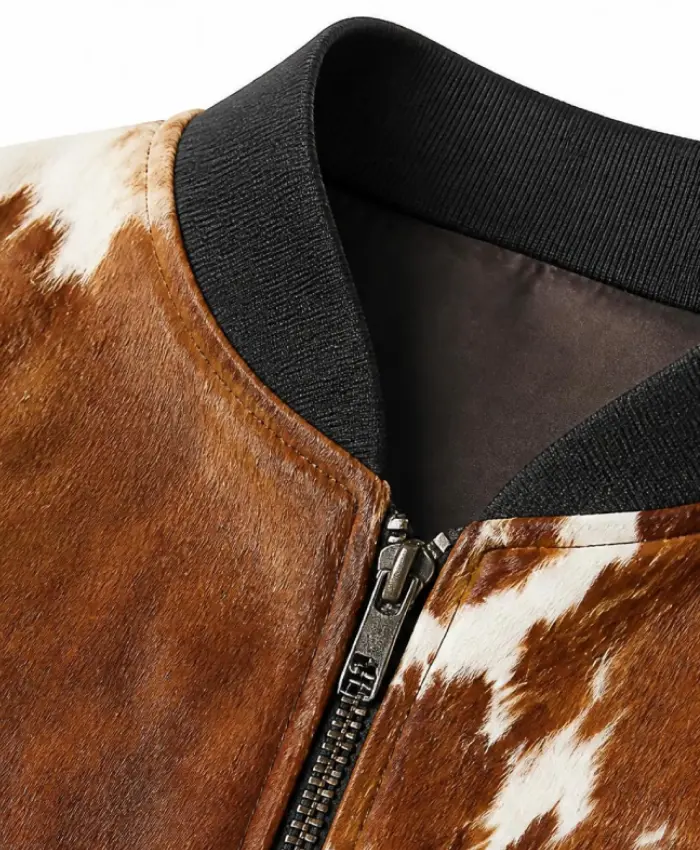 Mens Cowhide Leather Bomber Jacket