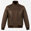 Mens Distressed Motorcycle Jacket in Brown