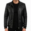 Mens Biker Legacy Black Leather Jacket