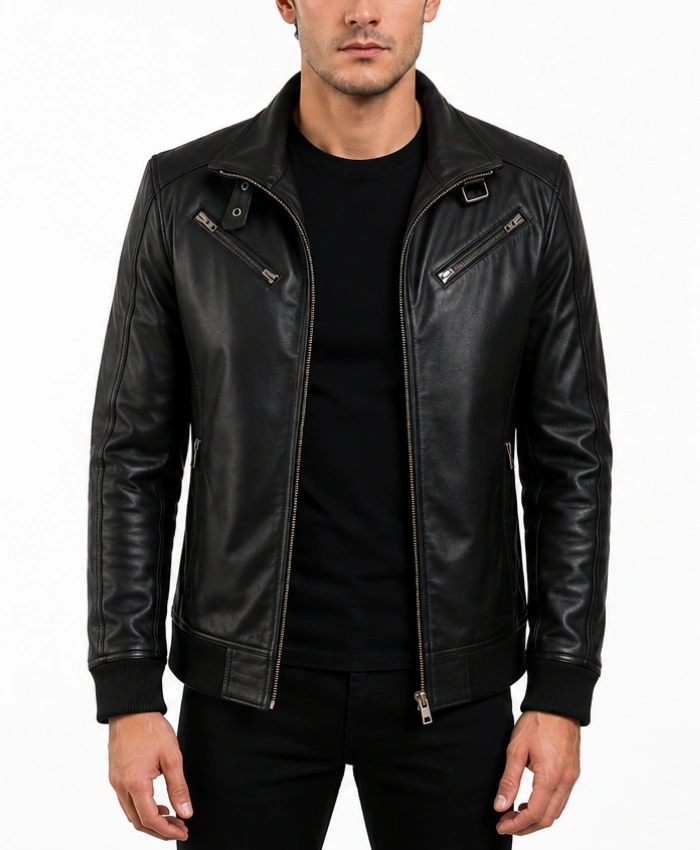 Mens Biker Legacy Black Leather Jacket