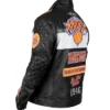 New York Knicks Moto Black Leather Jacket for Men’s