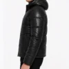 Mens Black Puffer Leather Jacket