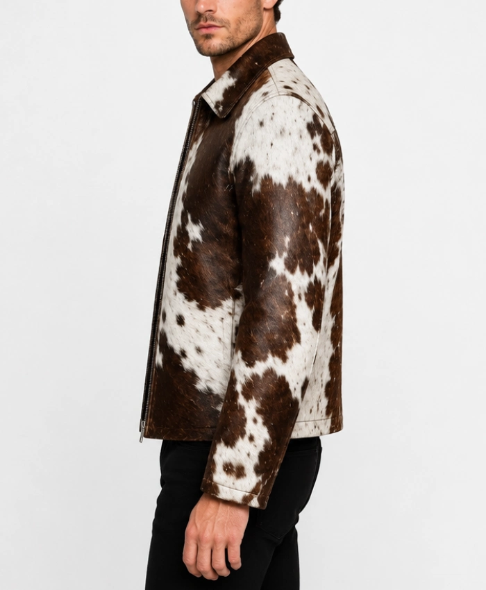 Shop Mens shirt Collar Cowhide Leather Jacket