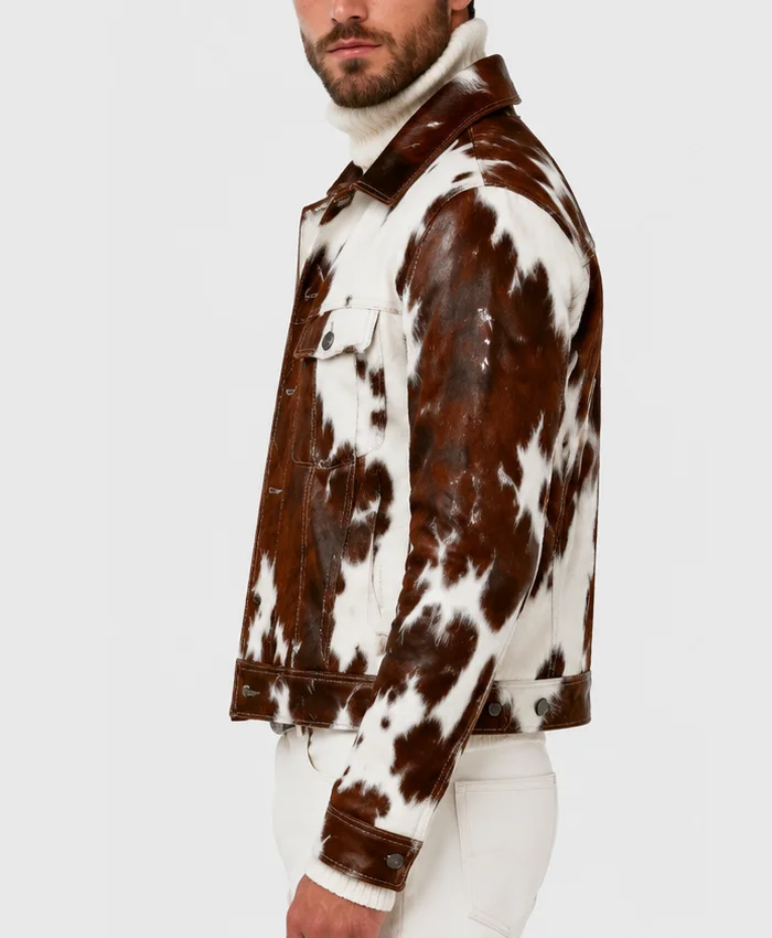 Mens Trucker Cowhide Leather Jacket