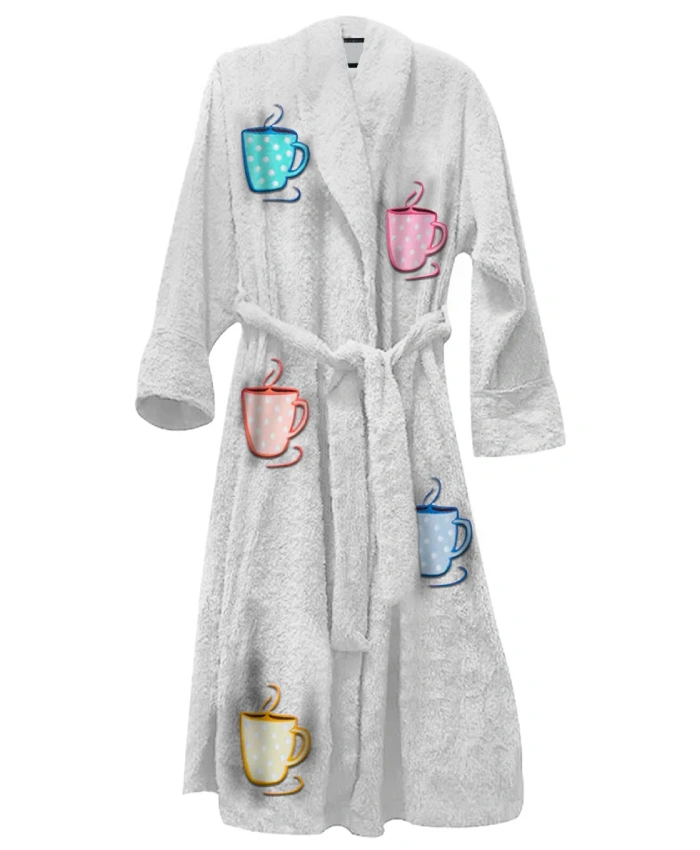 white Mug Life Bathrobe