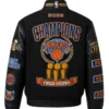 NBA Champions New York Knicks 2026 Black Wool and Leather Varsity Jacket