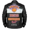 New York Knicks Moto Men’s Leather Jacket in Black