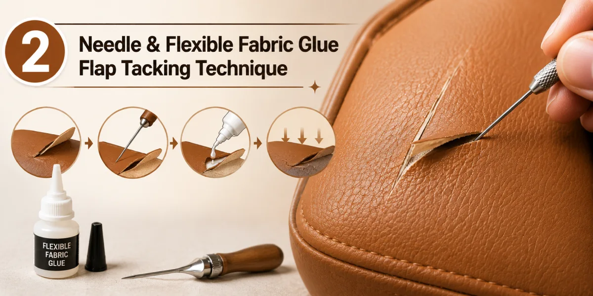 Needle & Flexible Fabric Glue Flap Tacking Technique