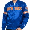 Ny Knicks Striped Royal Blue Jacket Front View