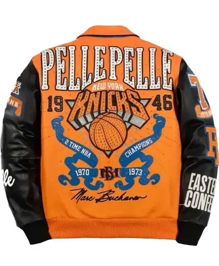 Pelle Pelle New York Knicks Orange and Black Jacket