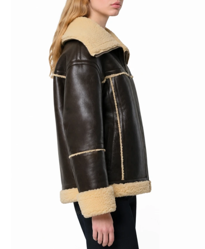 Calina Bonded Shearling Leather Coat