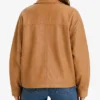 Womens Drop Shoulders Oversized Tan Leather Jacket