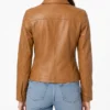 Womens Petite Leather Tan Jacket