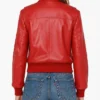 Red Leather Bomber Jacket Women