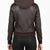 Brown Roslyn Hooded Leather Bomber Jacket