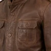 Mens Four Pockets Brown Vintage Leather Jacket