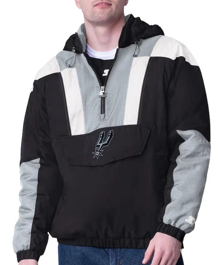 Charger Black-Silver San Antonio Spurs Half-Zip Pullover Jacket