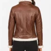 Brown Fiona Hooded Shearling Leather Jacket