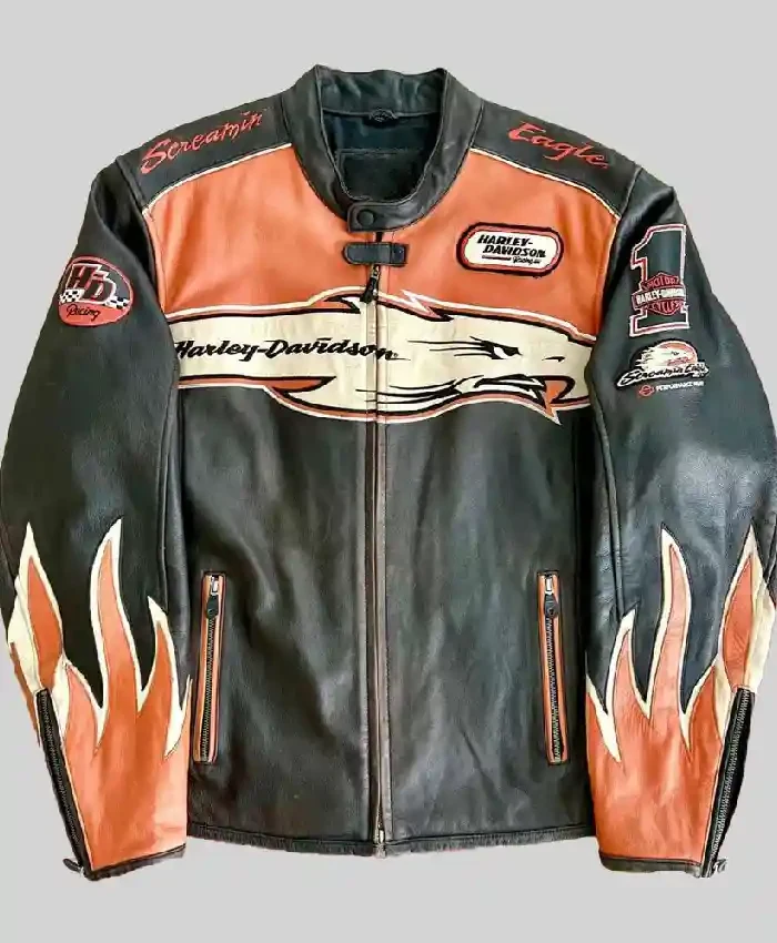 Harley Davidson Screamin Eagle Black and Orange Jacket