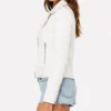 White Leather Motorcycle Jacket for Women