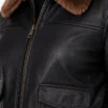 Women Black Leather Bomber Fur Collar Jacket