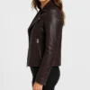 Women Oxblood Leather Jacket in Biker style