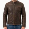 Men Vintage Distressed Leather Motorcycle Jacket