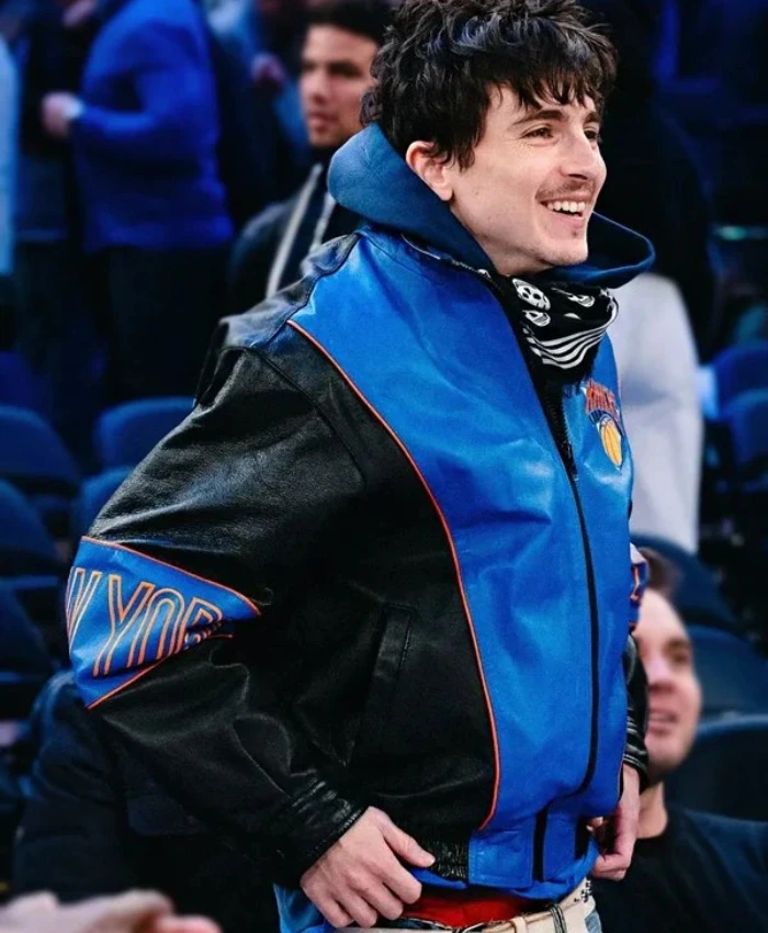 Vintage Timothee Chalamet NY Knicks Leather Jacket 1