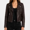 Oxblood Biker Leather Jacket for Women
