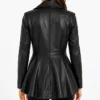 Buy Womens Asymmetrical Black Peplum Leather Jacket