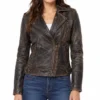 Distressed Leather Motorcycle Jacket​ for Womens