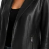 Womens Open Front Cropped Style Leather Blazer