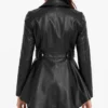 Real Leather Cognac Peplum Jacket for Womens