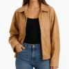 Womens Tan Leather Jacket in Slochy style