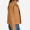 Womens Oversized Drop Shoulders Tan Leather Jacket
