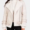 Shop Womens White B3 Shearling Leather Jacket