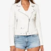 White Leather Motorcycle Jacket for Womens