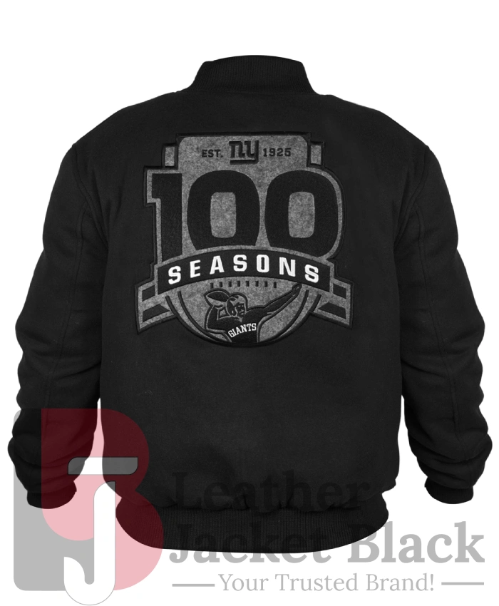 100th Season Boss NY Giants Hugo Bomber Jacket Black
