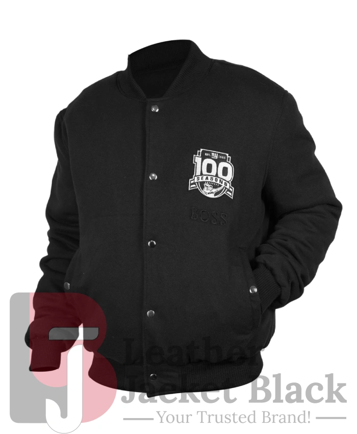 100th Season Boss New York Giants Hugo Hugo Black Bomber Jacket For Men Women