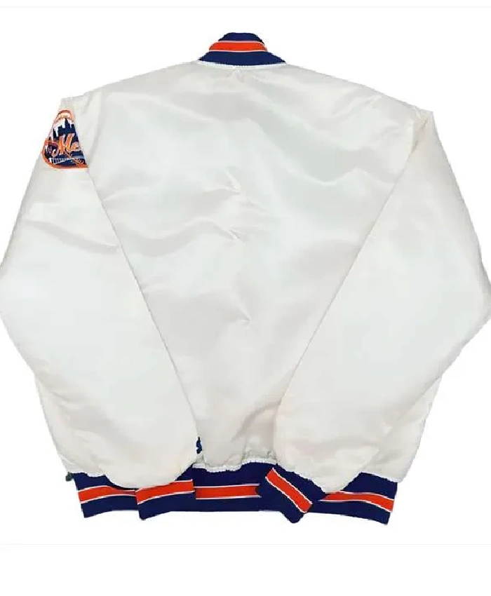 1980s NY Mets White Bomber Jacket - Image 2