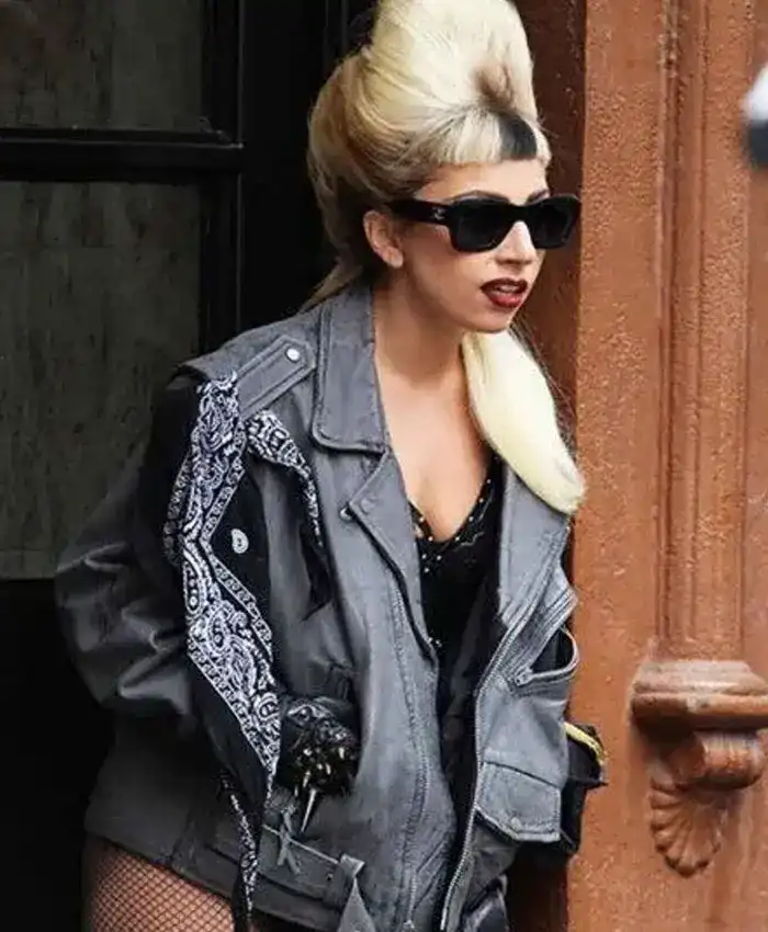 Lady Gaga Filming HBO Leather Jacket - Image 2