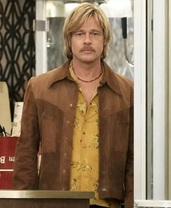 2026 Brad Pitt Movie The Adventures Of Cliff Booth Cliff Booth Suede Brown Jacket