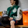 2026 EYBL Peach Jam Champions Florida Rebels Green Leather Sleeves Wool Varsity Jacket