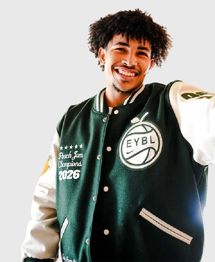 2026 EYBL Peach Jam Champions Florida Rebels Leather Sleeves Wool Varsity Jacket