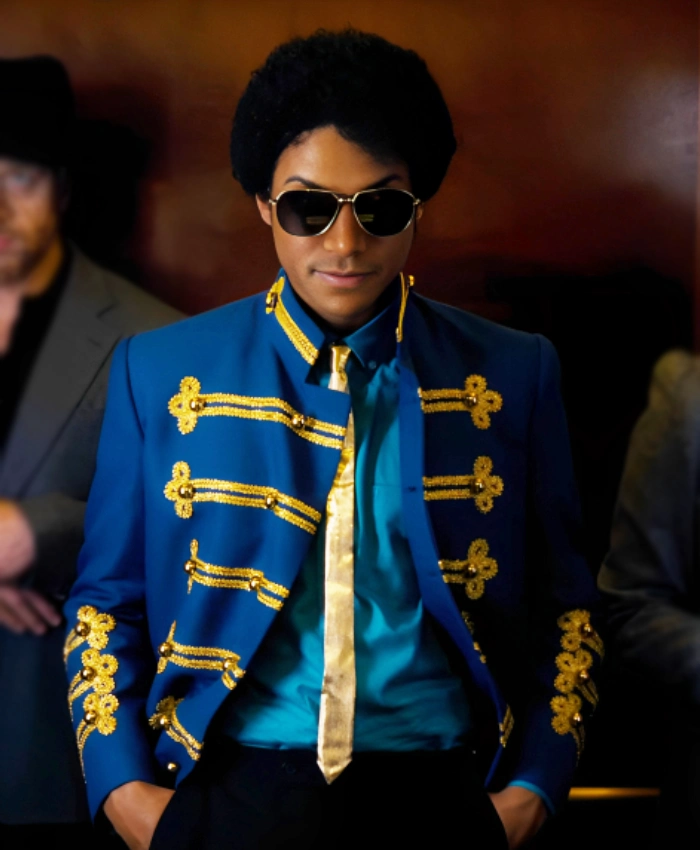 2026 Film Michael Jaafar Jackson Blue Military Jacket