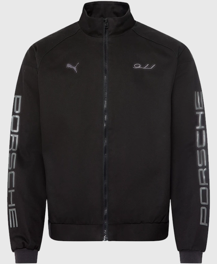 2026 PUMA x Porsche Legacy Pepita Lifestyle Black and White Taupe Jacket Sale